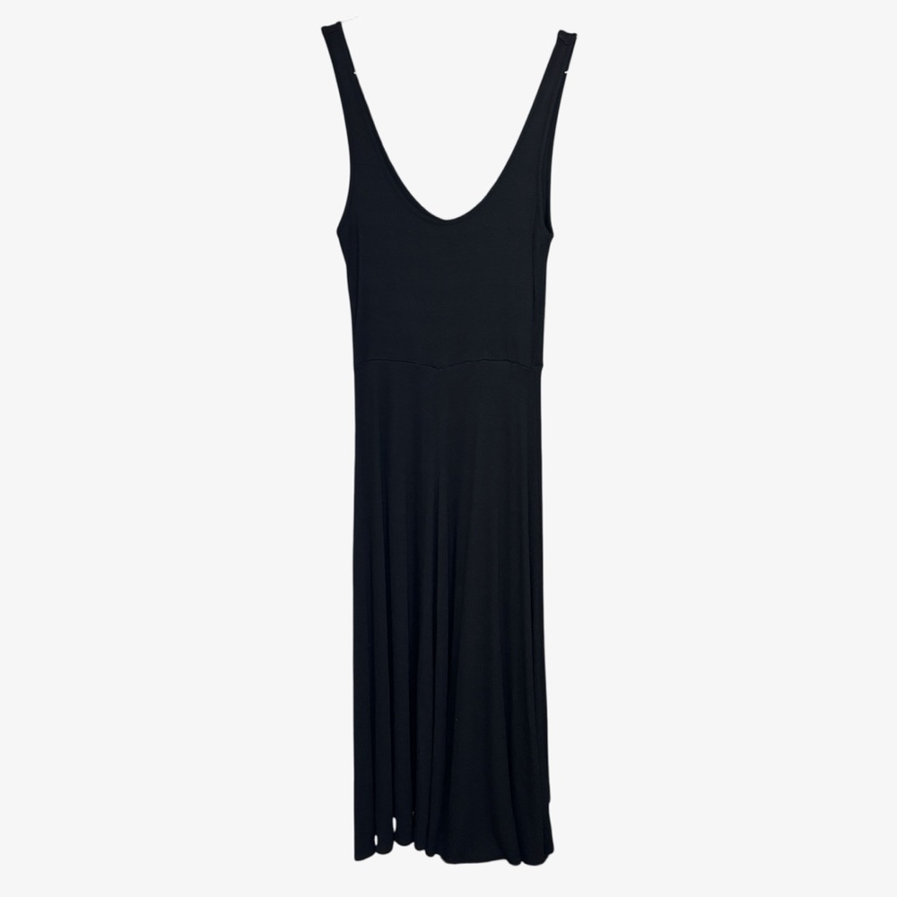 Marine Layer Women’s Lexi Rib Fit Flare Sleeveless Modal Midi Dress, Black, S